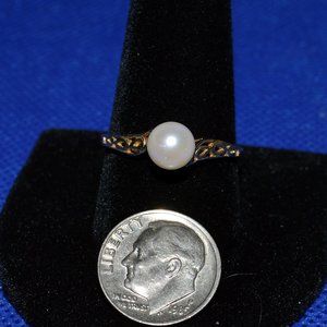 Gold Plated Sterling Silver Ring with Pink Pearl